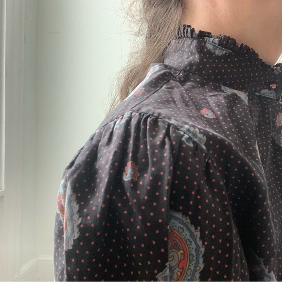 70s Jones New York puffed sleeve paisley blouse - Picture 10 of 12